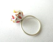Flower ring filled with silk Sterling silver ring February trends