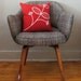 16 in Square Throw Pillow - Atomic Red with Honeysuckle print