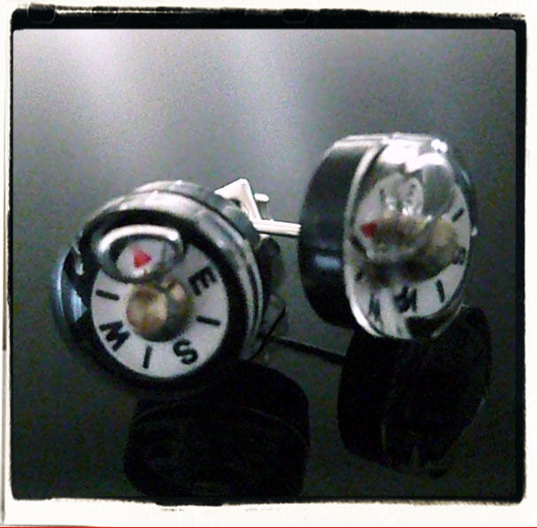 Where Are You Going Compass Stud Earrings White