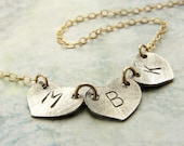 Personalized Initial heart necklace, Initial Monogram oxidized silver initial heart, whole name kids initials necklace