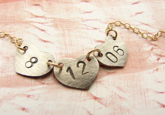 Personalized date necklace, custom graduation date, baby birth date new mom heart necklace, anniversary date