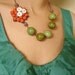 Tangerine Orange Statement Necklace, Statement jewelry, Beaded tangerine flower green turquoise - Floral jewelry