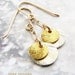 Gold Silver coin drop earrings - simple drop earrings sterling silver gold round discs earrings, minimal bridal party bridesmaid earrings