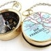 Personalized map necklace, custom map compass, choose your city map, personalized gifts, anniversary gift him her