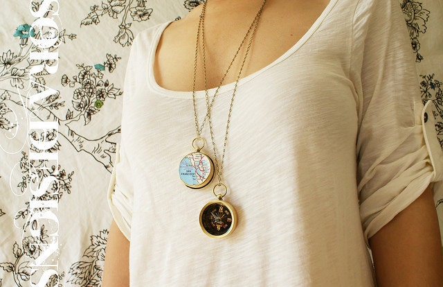 Brooklyn Map Compass Necklace personalized custom Choose Your City Compass Map Necklace, personalized
