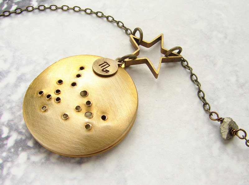 Scorpio constellation Necklace, Personalized constellation locket, zodiac necklace, October November birthday, Mother's day gift