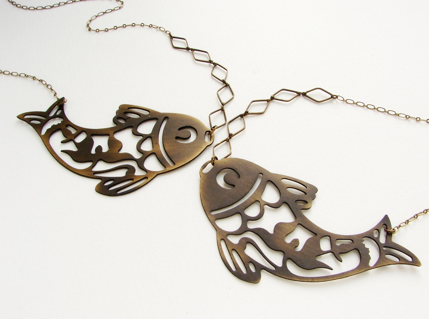 Koi Fish Necklace - Pisces zodiac Short style metal koi silhouette necklace