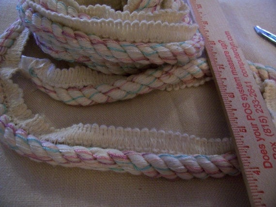 Buy pipes gift baskets. - Off White with Pastel colors twisted Piping cord Heavy/Thick  104" long x 1/2" Thick