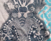 Hemp Mens Tshirt - Psychedelic Tribal Hunab ku Mayan and Mushroom God - Shamanic - Sacred Geometry - Hand printed
