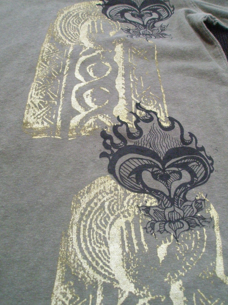 Hemp Mens T-shirt Psychedelic Shamanic sacred heart Celtic Spiral