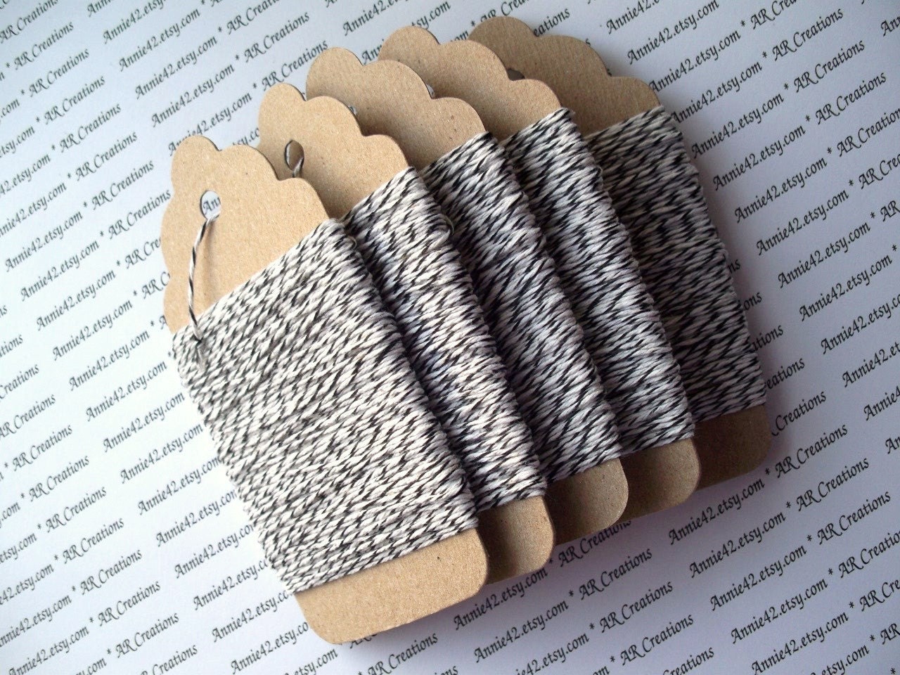 25 YARDS Bakers Twine in BLACK and WHITE for Scrapbooking, Card Making, Party Favors and More