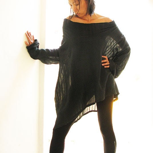 Sassy me long...Black linen cotton blend (S-L)