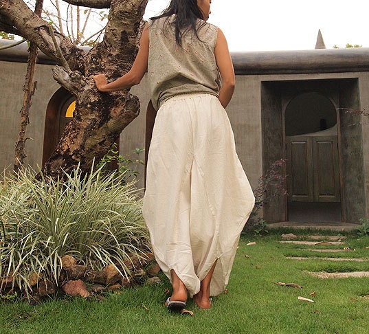 Origami long lounge pants ...Natural linen/cotton  (M,L)