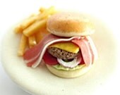 Miniature Foods Polymer Clay Supplies for Dollhouse Hamburger Dish