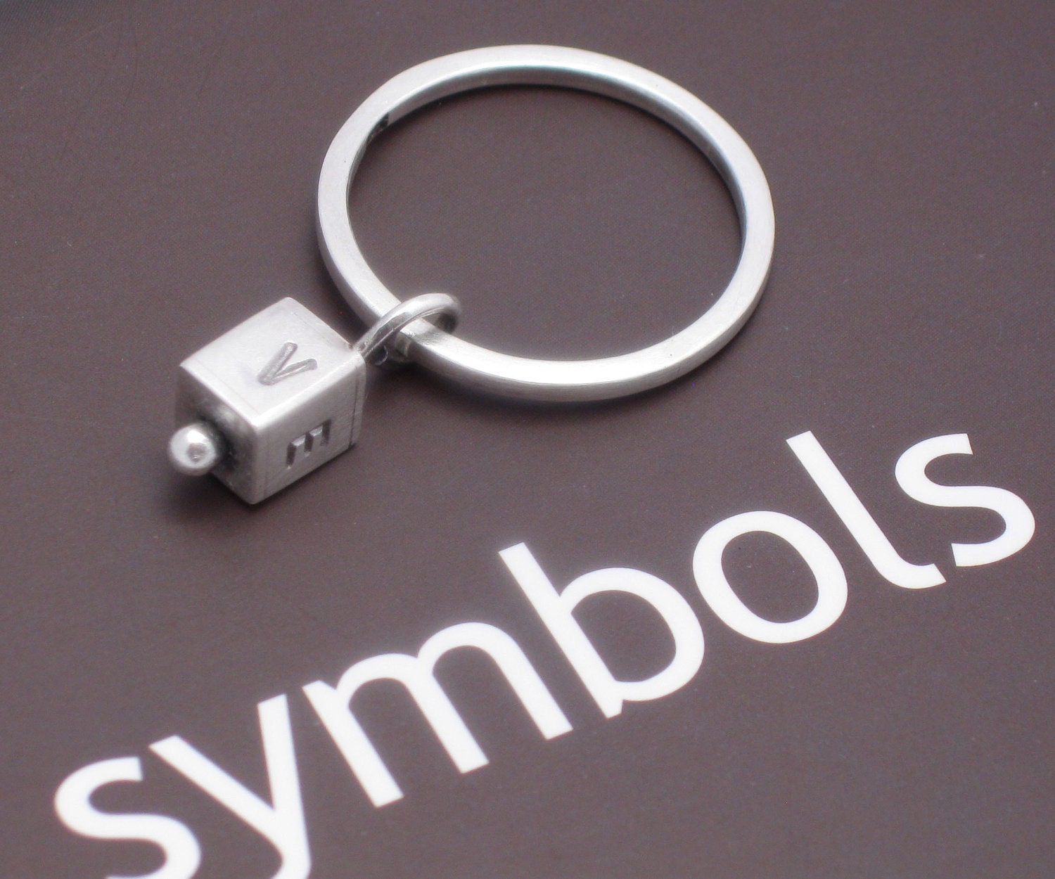 Sterling silver 'love cube' charm ring