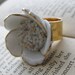 Vintage White Gold Porcelain Flower Cocktail Ring - Snow Blossom- FREE SHIPPING SALE