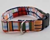Bright Plaid Handmade Dog Collar