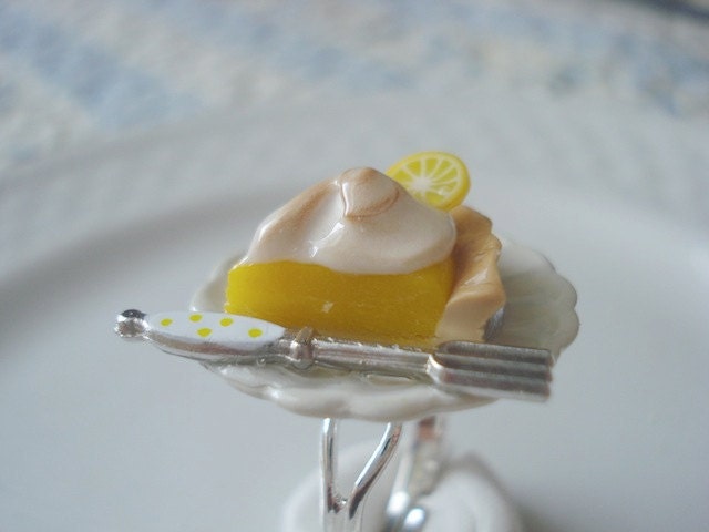 Lemon Meringue Pie Ring  Miniature Food Jewelry