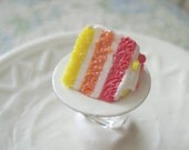Aloha Cake Slice Adjustable Ring Miniature Food Jewelry