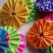 NEON Bright Electric Fabric YO YO Handmade 2 inch Yo Yo ViViD Spring Sunshine Rainbow Variety Colorful QuiLT BLocK trim 15 yo yo pieces