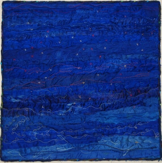 Illuminated Night Sky Fiber Art Quilt