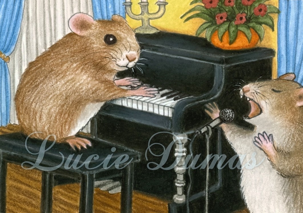 ACEO art print Hamster 11 funny painting by Lucie Dumas