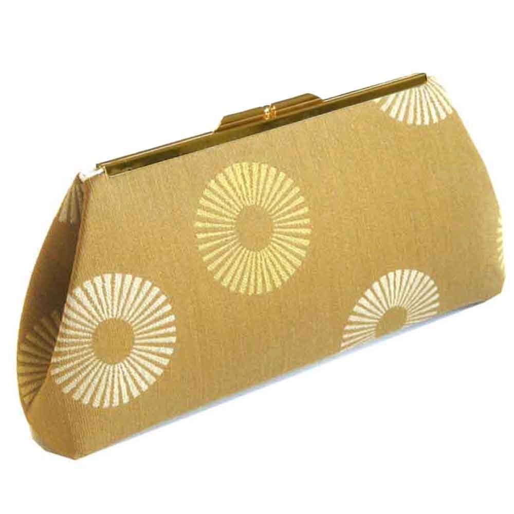 Gold Sun Rays Clutch Purse Handbag - Cream Silk Lining - Made to Order by UPSTYLE