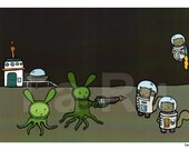 Alien Buns VS Space Squirrels 8x10 Print