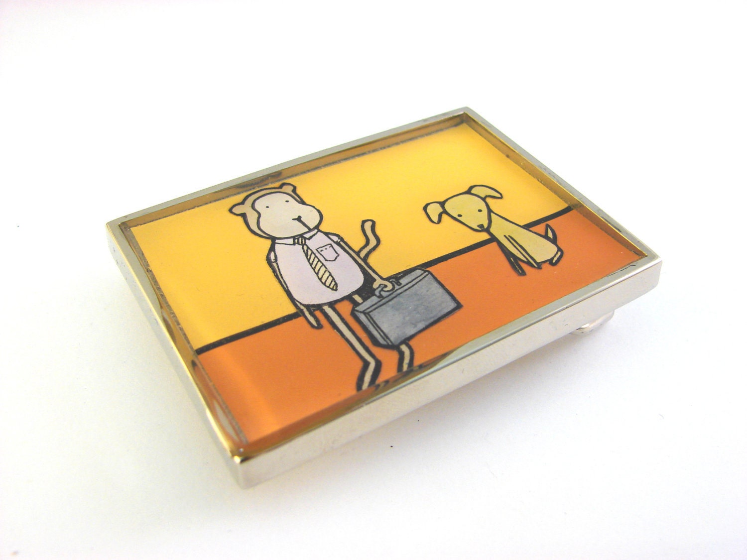 Business Monkey and Dog Belt Buckle