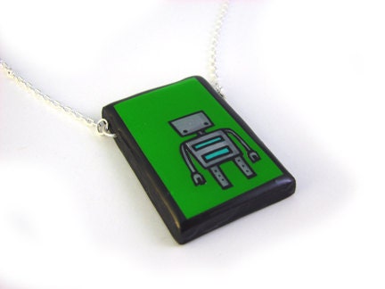 Green Robot Necklace