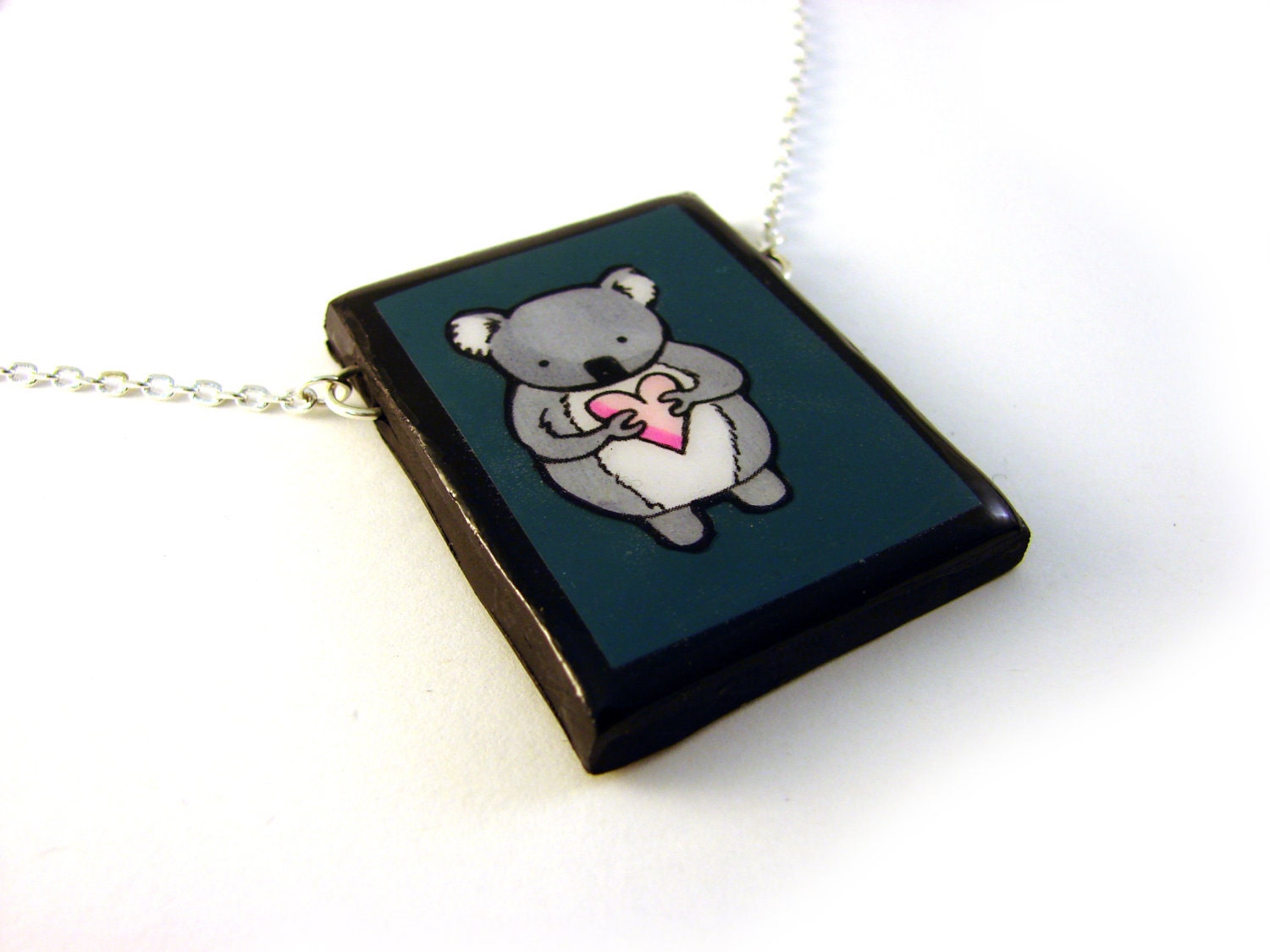 Large Dark Teal Koala Necklace
