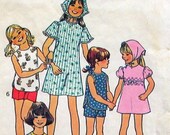 Girls Jiffy Pattern Dress Top Shorts and Scarf  Vintage 1970s Simplicity 7463 Chest 28.5