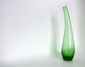 Green Glass Vase Bent Bottle Vintage 1970s - bythewayside