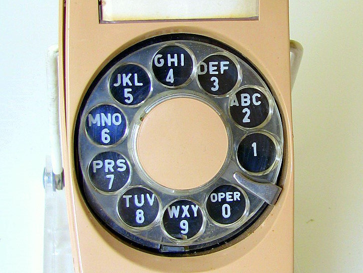 RESERVED FOR SAGE until 8/17 Vintage 1970's Tan Trimline Rotary Dial Telephone