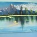 Mountain Lake Painting Acrylic Vintage 1980s