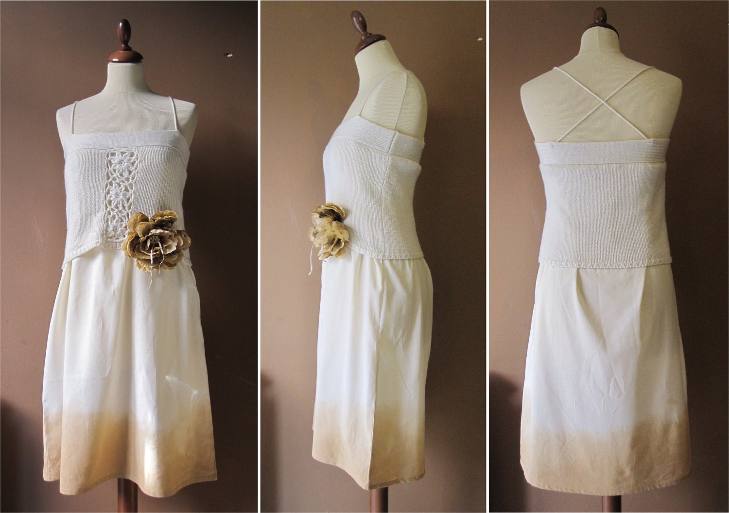 Lovely - OOAK Slip Dress with Flower Brooch