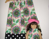 Sale normally 20.49 now 17.41 Amy Butler  Fabric pillowcase girls dress SIze xsmall, small , medium&matching18" doll dress