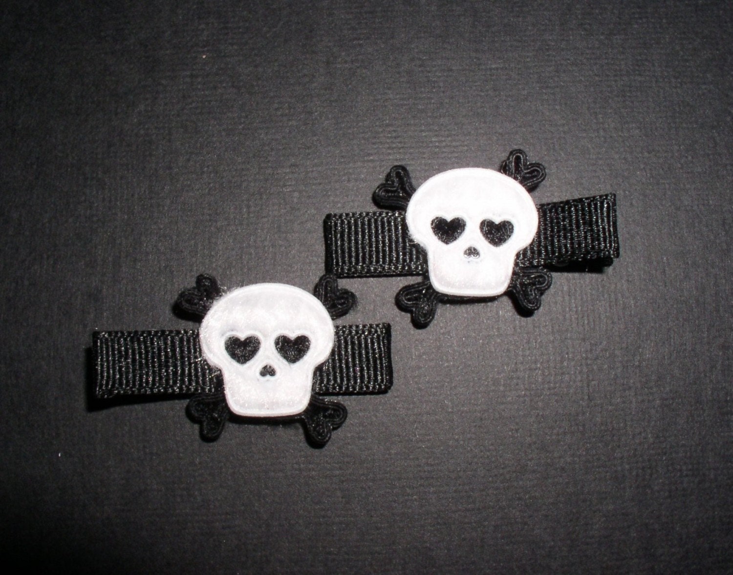 Black and White Skull Hair Clips (Set of 2)