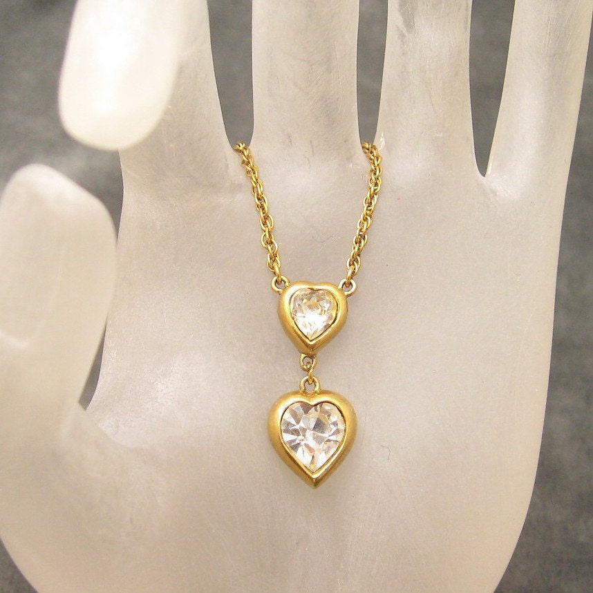 Heart Necklace Tiered Crystal Trifari N3538