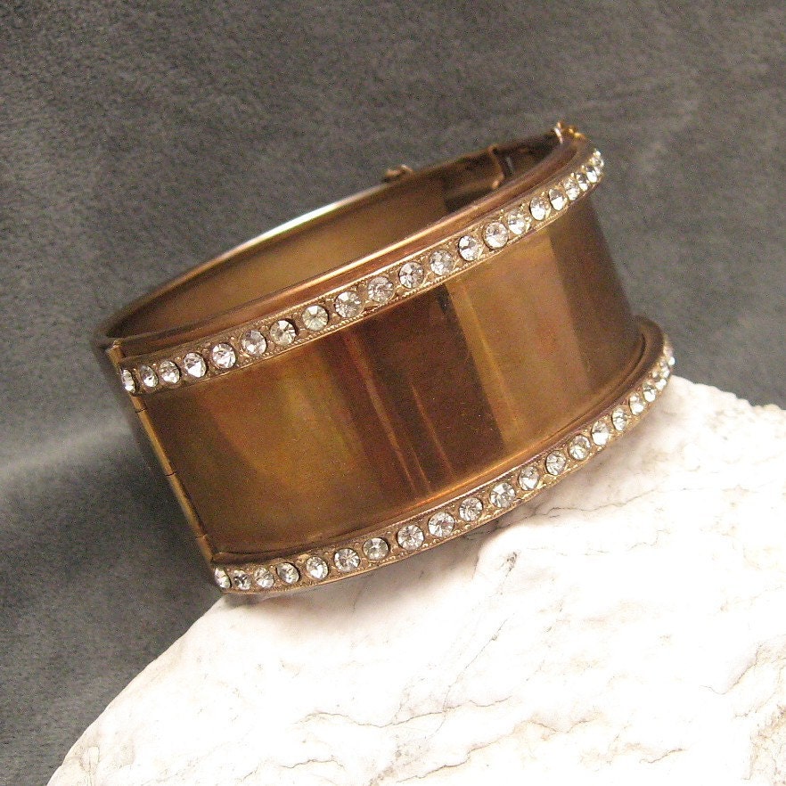 Wide Rhinestone Bracelet Hinged Bangle B4318