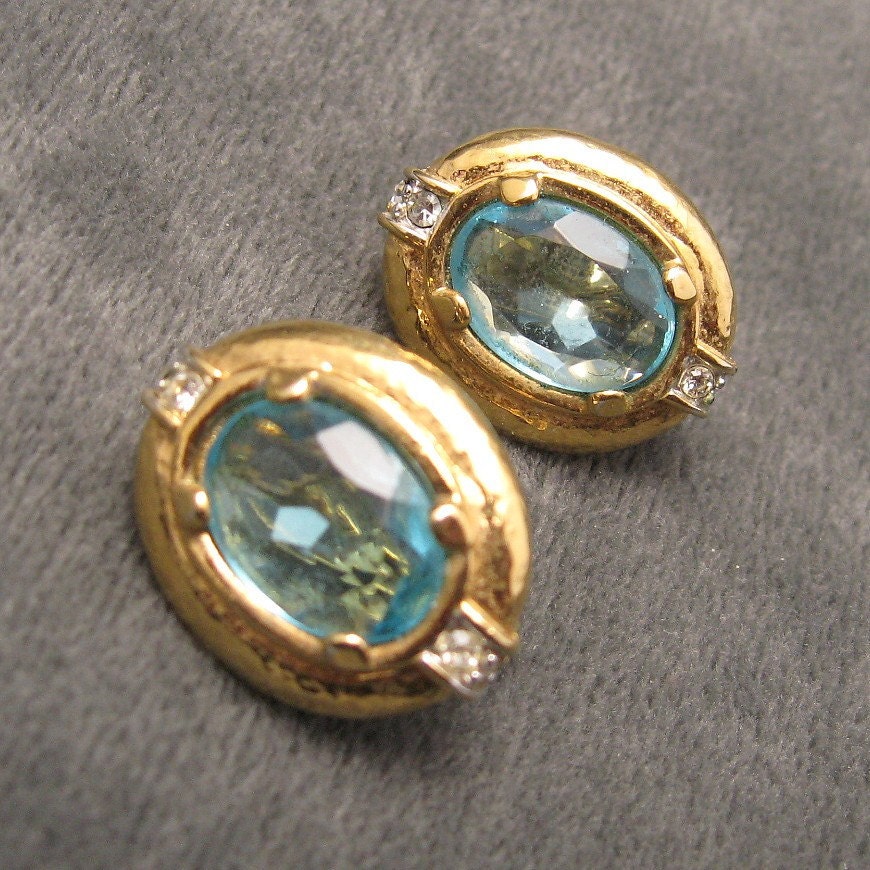Monet Earrings on Vintage Rhinestone Earrings Blue Monet E3941 By Purpledaisyjewelry