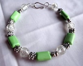 Beaded Bracelet - Green Apple Chalk Turquoise  7.5in