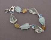 MultiStone Bracelet - Green Amethyst, Aquamarine, Blue Topaz and Green Garnet