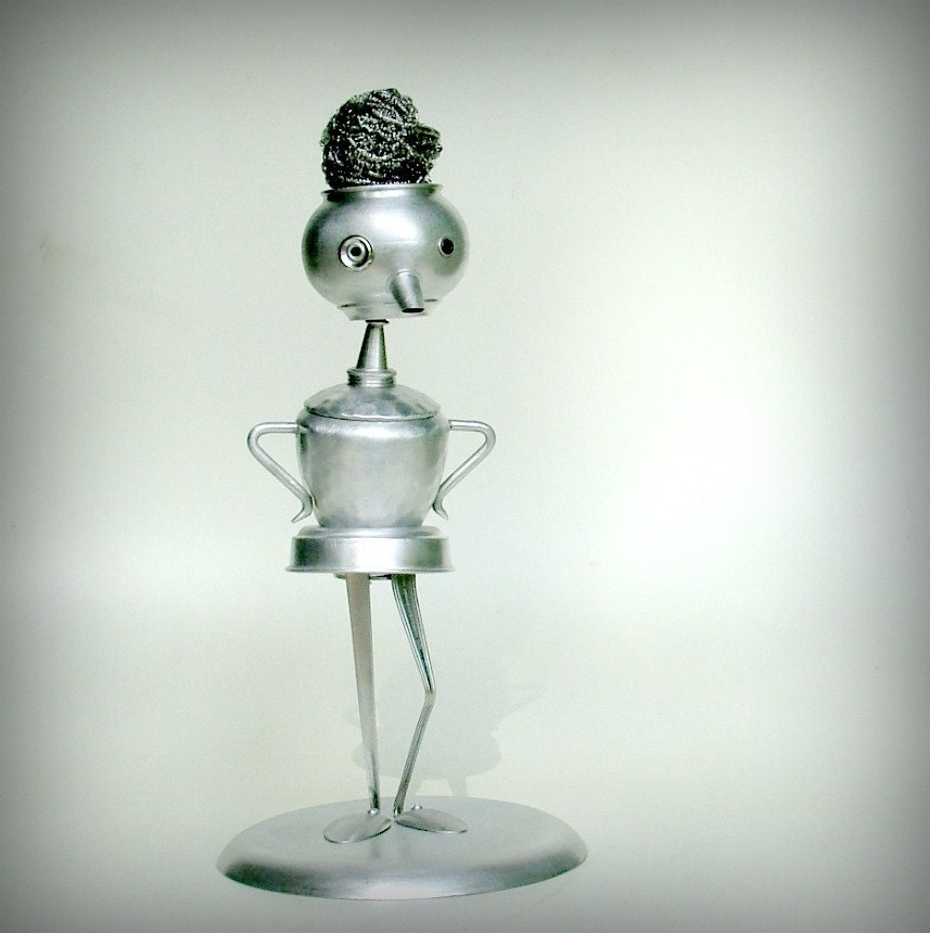 Robot - Because I Said So - kitchen robot - recycked art assemblage