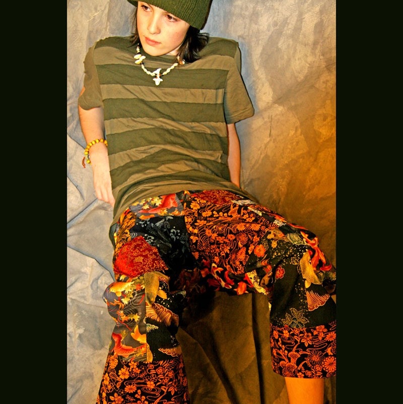 Custom DIY Patchwork Longboard Shorts..Adult size..DeepBlueC