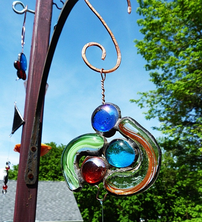 Abstract Stained Glass Garden Art For the Birds