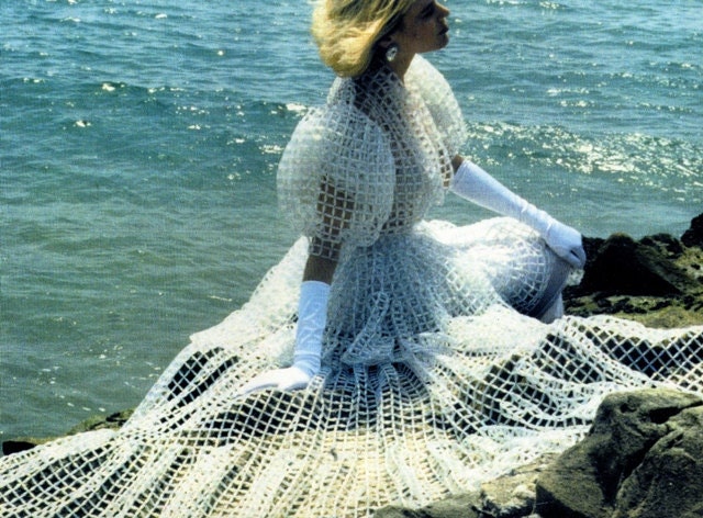 Vintage Inspired Wedding Dress, Crystal Beads / Aurora Borealis Finish - Lalik is OOAK Luxury Bridal and Fairy Tale Gown fully hand weaved