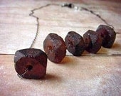 Recycled Glass Bottle Brown Beads Beach Glass Necklace Gunmetal Chain Gift Box
