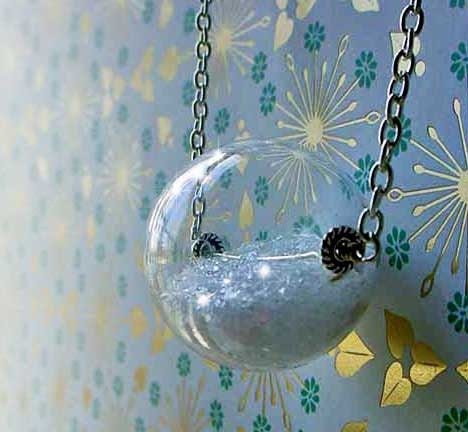 Snow Globe Pendant Hollow Clear Glass Orb With Glitter Snow Winter Keepsake Gift for Her Under 50