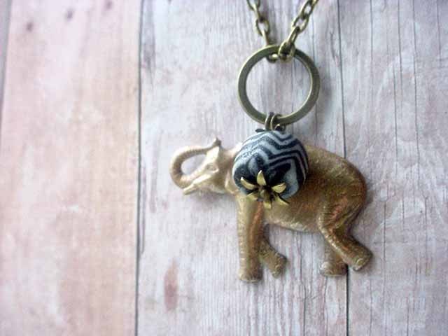 Elephant Pendant Tribal African Safari Zebra Stripe